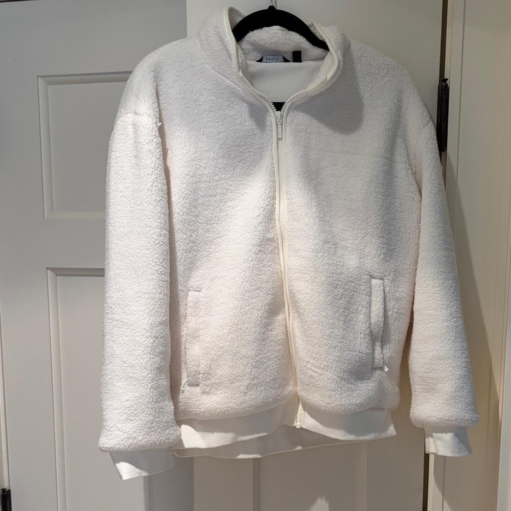 Cozy White Zip-Up Fleece